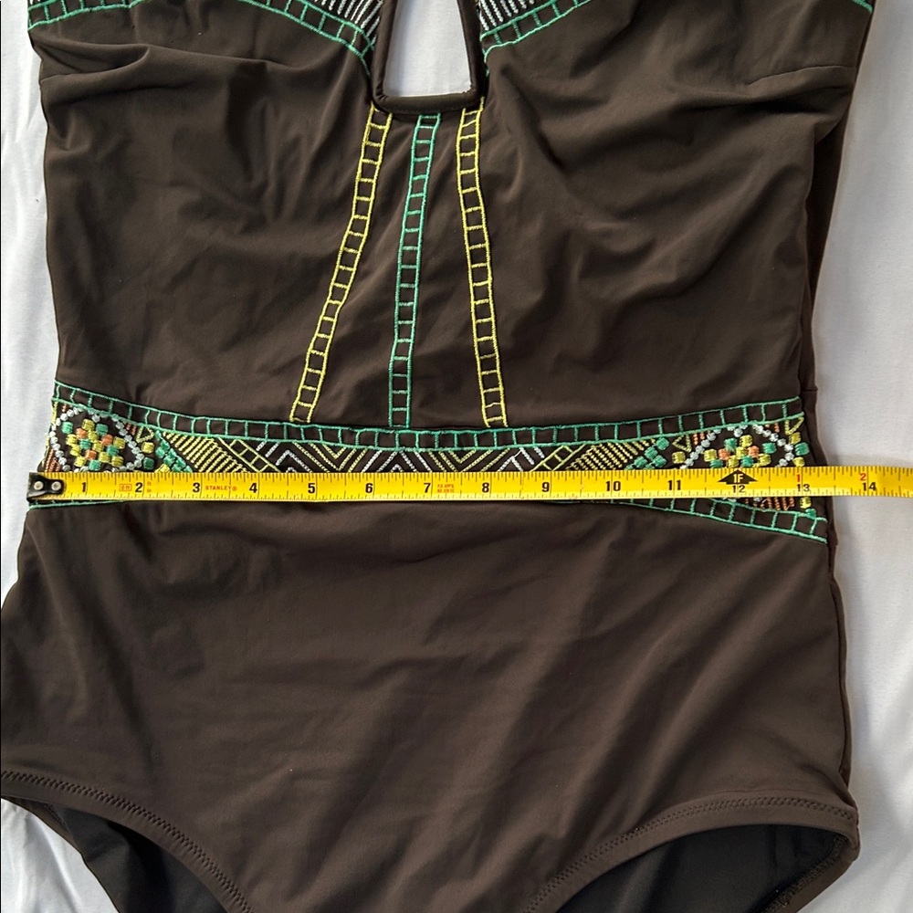 Nanette Lepore Brown with colorful details. Mayan Rivera One Piece Swimsuit - Picture 10 of 14